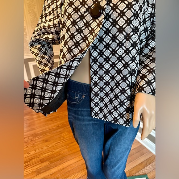 DRESSBARN!🤩Vintage Swing Jacket! Dressy Blazer/Worn Once! Blk-white/Size-L - Picture 7 of 14